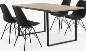 AABENRAA + KLARUPAABENRAA L160 table coloris chêne + 4 KLARUP chaises noir-JYSK Discount