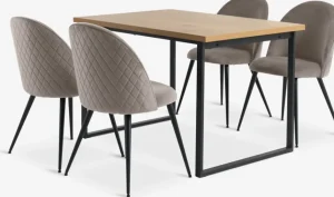 AABENRAA + KOKKEDALAABENRAA L120 table coloris chêne + 4 KOKKEDAL chaises gris-JYSK Best