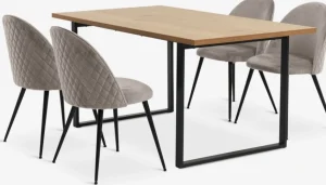 AABENRAA + KOKKEDALAABENRAA L160 table coloris chêne + 4 KOKKEDAL chaises gris-JYSK Clearance