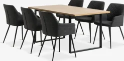 AABENRAA + PURHUSAABENRAA L160 table coloris chêne + 4 PURHUS chaises gris-JYSK Online