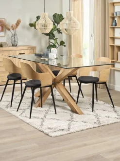 AGERBY + HVIDOVREAGERBY L190 table chêne naturel + 4 HVIDOVRE chaises noir-JYSK