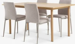 ALSTED + BRANDEALSTED L160 table coloris chêne + 4 BRANDE chaises beige-JYSK New