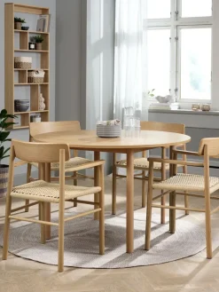 ALSTED + ISLEVALSTED Ø120 table colo. chêne + 4 ISLEV chaises a/accoudoirs-JYSK Hot