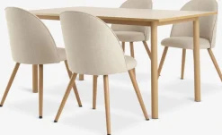 ALSTED + THORUPALSTED L160 table coloris chêne + 4 THORUP chaises beige-JYSK Outlet