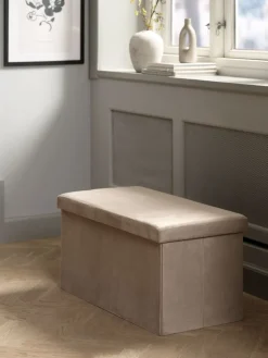 AUNINGPouf AUNING 76x38 a/rangement velours sable foncé-JYSK Online