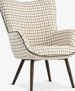 BIERSTEDFauteuil BIERSTED à carreaux tissu beige/brun-JYSK Online