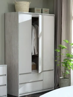 BILLUNDArmoire BILLUND 119x193 4 portes 2 tir. colo travertin/beige-JYSK New