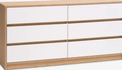 BILLUNDCommode 3+3 tiroirs BILLUND blanc/coloris chêne naturel-JYSK Discount