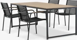 DAGSVAD + NABEDAGSVAD L190 table naturel + 4 NABE chaises noir-JUTLANDIA Hot