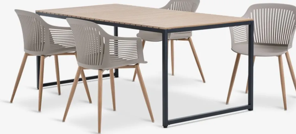 DAGSVAD + VANTOREDAGSVAD L190 table naturel + 4 VANTORE chaises sable foncé-JYSK Online