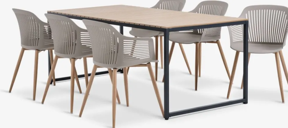 DAGSVAD + VANTOREDAGSVAD L190 table naturel + 4 VANTORE chaises sable foncé-JYSK Online