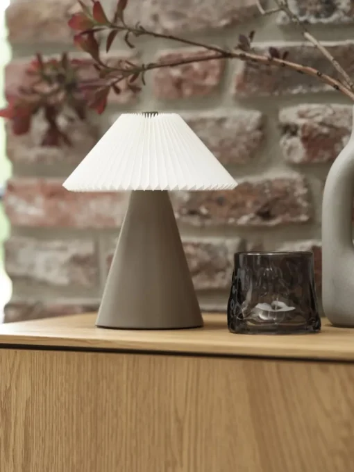 ESMUNDLampe à piles ESMUND Ø17xH20cm brun/blanc a/minuterie-JYSK Discount