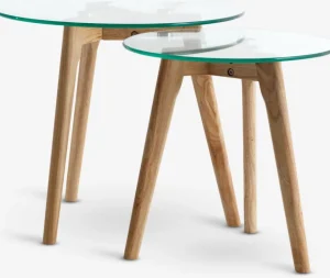 FALSLEDTables gigognes FALSLED Ø50/40 verre/chêne naturel 2 pièces-JYSK Clearance