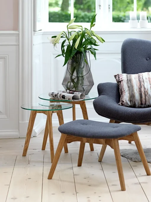 FALSLEDTables gigognes FALSLED Ø50/40 verre/chêne naturel 2 pièces-JYSK Clearance