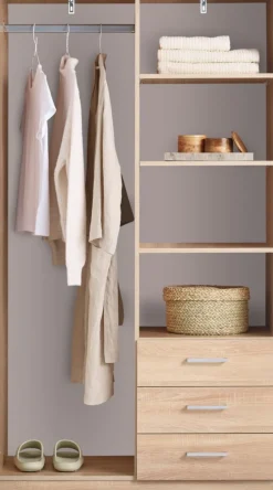 FANDRUPArmoire FANDRUP 97x176 2 portes 3 tiroirs coloris chêne c.-JYSK New