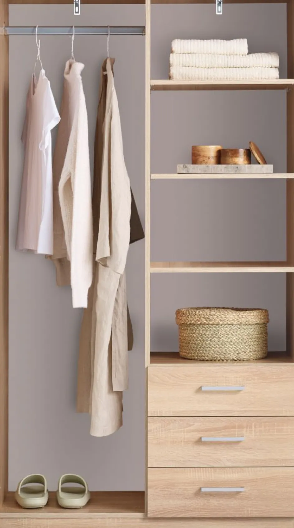 FANDRUPArmoire FANDRUP 97x176 2 portes 3 tiroirs coloris chêne c.-JYSK New