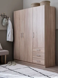 FANDRUPArmoire FANDRUP 145x176 3 portes 3 tiroirs coloris chêne c.-JYSK New