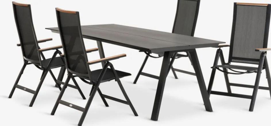 FAUSING + BREDSTENFAUSING L220 table + 4 BREDSTEN chaises noir-JUTLANDIA Outlet
