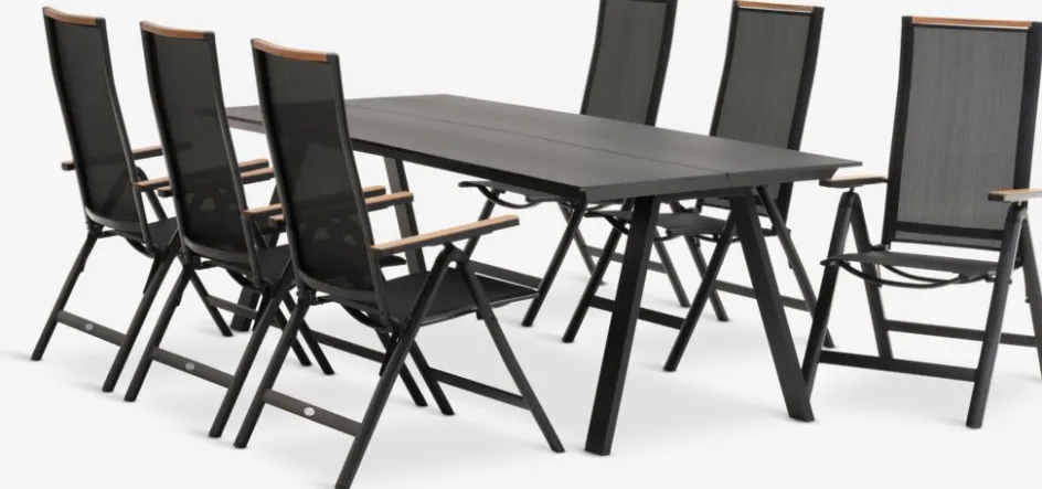 FAUSING + BREDSTENFAUSING L220 table + 4 BREDSTEN chaises noir-JUTLANDIA Outlet