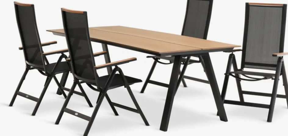 FAUSING + BREDSTENFAUSING L220 table naturel + 4 BREDSTEN chaises noir-JUTLANDIA Online