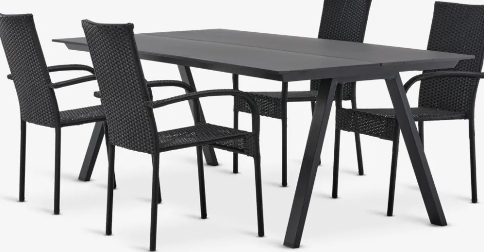 FAUSING + GUDHJEMFAUSING L220 table + 4 GUDHJEM chaises noir-JYSK Clearance