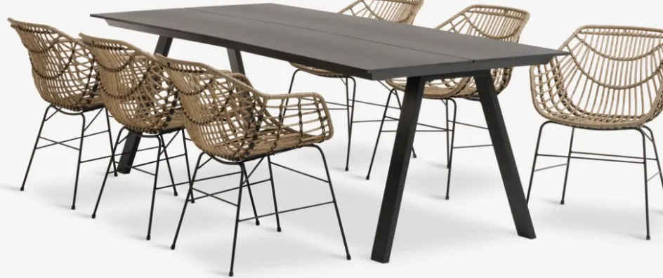 FAUSING + ILDERHUSEFAUSING L220 table noir + 4 ILDERHUSE chaises l-JUTLANDIA Hot