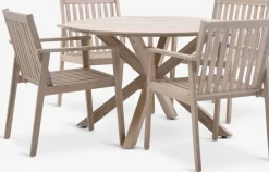 FUGLSAND + RADSTEDFUGLSAND Ø120 + 4 RADSTED chaises acacia massif-JYSK New