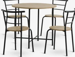 GADSTRUPGADSTRUP Ø85 table + 4 GADSTRUP chaises noir/coloris chêne-JYSK Discount