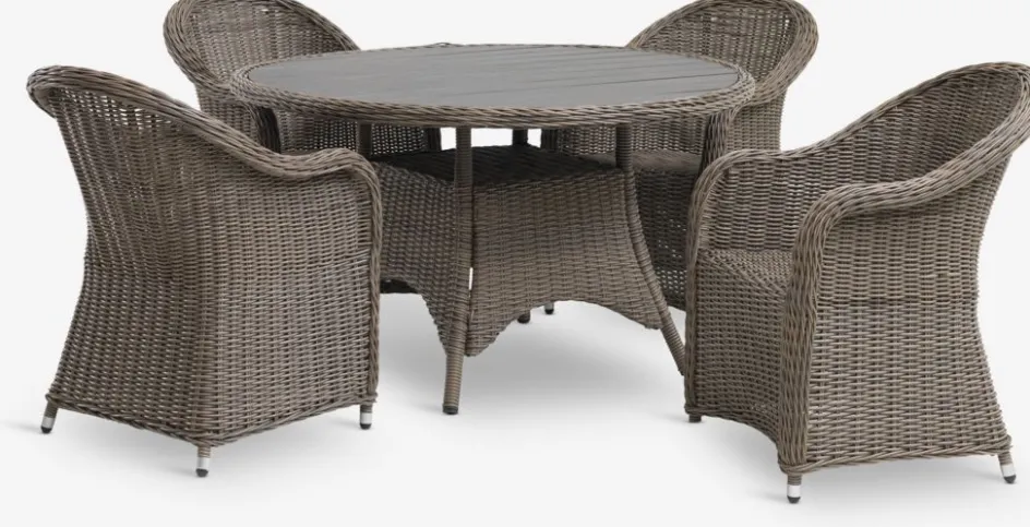 GAMMELBYGAMMELBY Ø130 table + 4 GAMMELBY chaises gris-JUTLANDIA