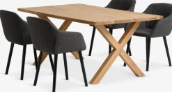 GRIBSKOV + ADSLEVGRIBSKOV L180 table chêne nat. + 4 ADSLEV chaises anthracite-JYSK Online