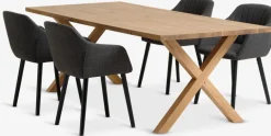 GRIBSKOV + ADSLEVGRIBSKOV L230 table chêne nat. + 4 ADSLEV chaises anthracite-JYSK Discount