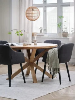 GRIBSKOV + ADSLEVGRIBSKOV Ø120 table chêne nat. + 4 ADSLEV chaises anthracite-JYSK New