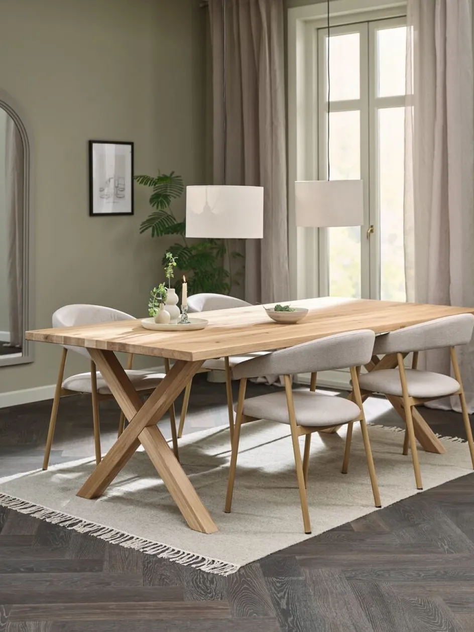 GRIBSKOV + EJSINGGRIBSKOV L230 table chêne naturel + 4 EJSING chaises beige-JYSK Clearance