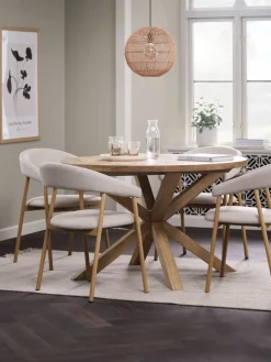 GRIBSKOV + EJSINGGRIBSKOV Ø120 table chêne naturel + 4 EJSING chaises beige-JYSK Online