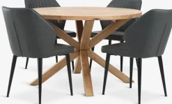 GRIBSKOV + LUNDERSKOVGRIBSKOV Ø120 table chêne + 4 LUNDERSKOV chaises anthracite-JYSK Discount