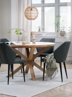 GRIBSKOV + LUNDERSKOVGRIBSKOV Ø120 table chêne + 4 LUNDERSKOV chaises anthracite-JYSK Discount