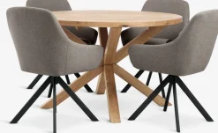 GRIBSKOV + ROSTRUPGRIBSKOV Ø120 table chêne naturel + 4 ROSTRUP chaises sable-JYSK Clearance