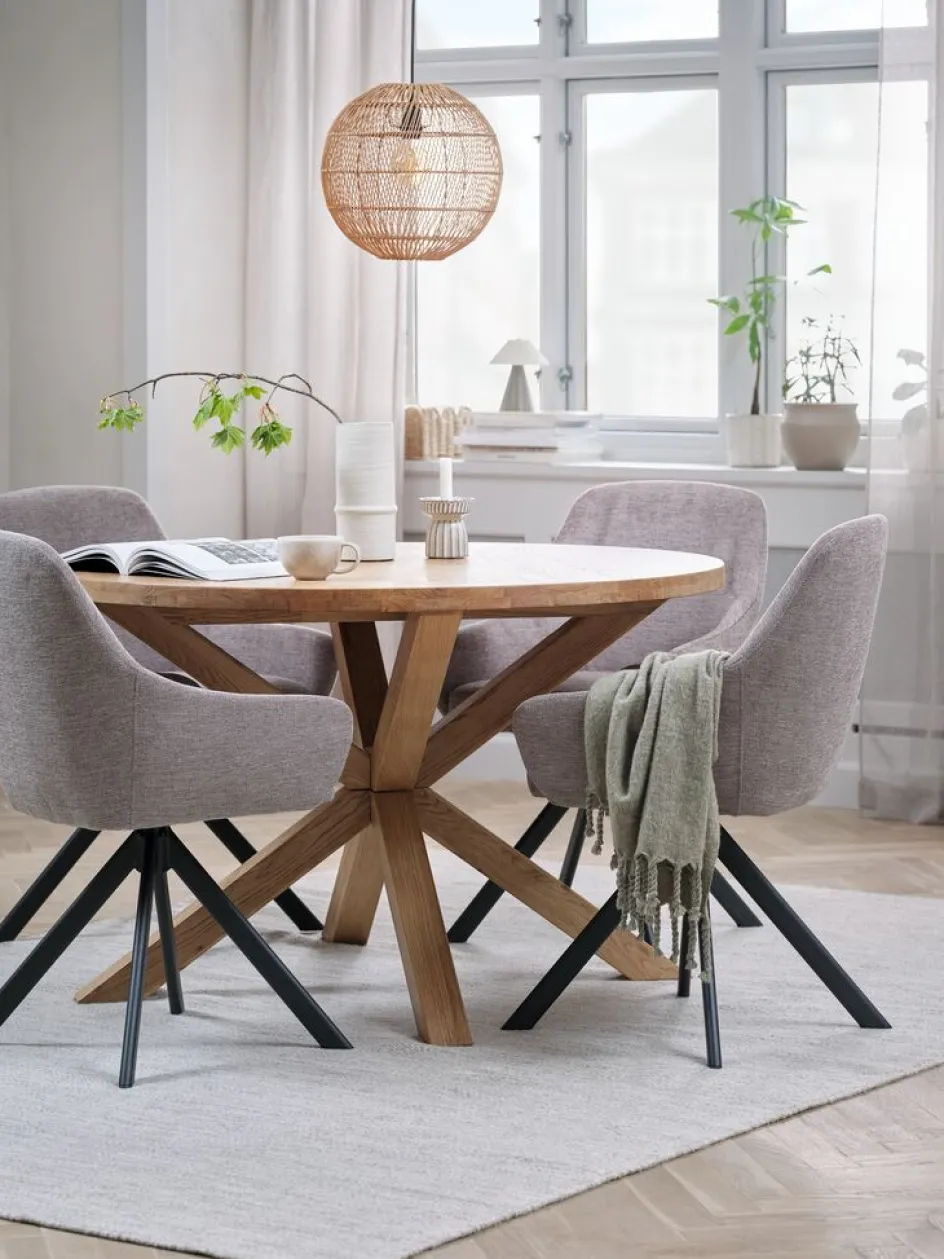 GRIBSKOV + ROSTRUPGRIBSKOV Ø120 table chêne naturel + 4 ROSTRUP chaises sable-JYSK Clearance