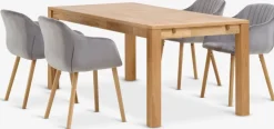 HAGE + ADSLEVHAGE L190 table chêne naturel +4 ADSLEV chaises velours gris-JYSK Clearance