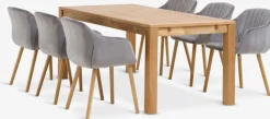HAGE + ADSLEVHAGE L190 table chêne naturel +4 ADSLEV chaises velours gris-JYSK Clearance