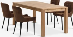 HAGE + PEBRINGEHAGE L190 table chêne naturel + 4 PEBRINGE chaises brun/noir-JYSK Outlet