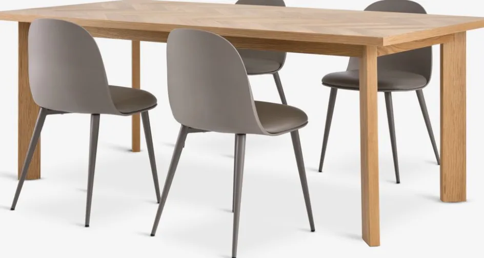 HARESKOV + ULDALHARESKOV L200 table coloris chêne + 4 ULDAL chaises brun-JYSK Sale