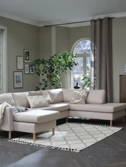 HELLERUPCanapé d'angle HELLERUP droit tissu beige/chêne-JYSK Online