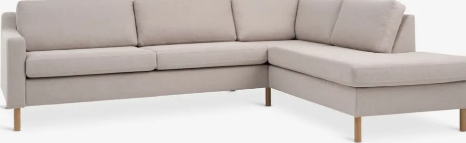 HELLERUPCanapé d'angle HELLERUP extrémité droit tissu beige/chêne-JYSK New