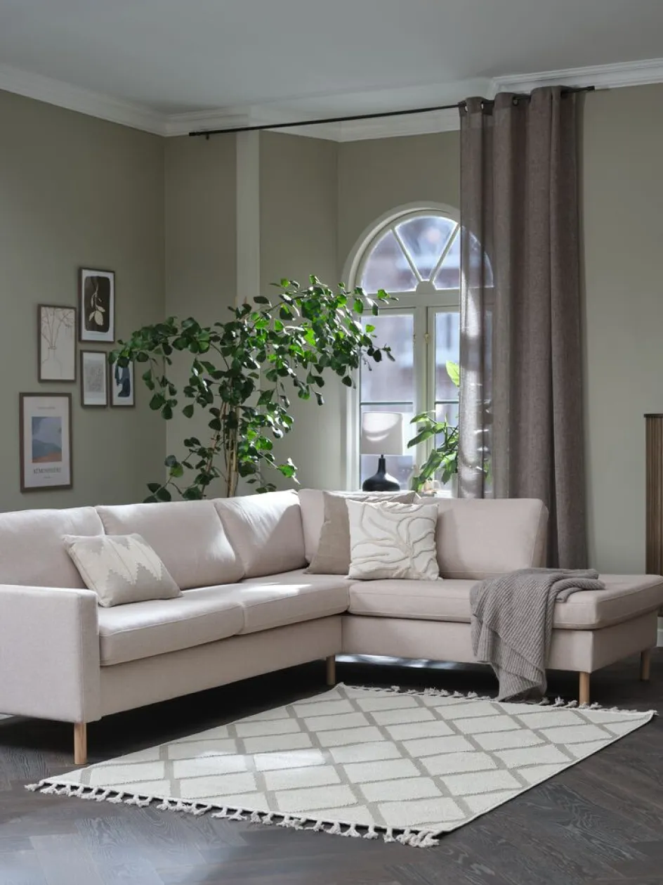 HELLERUPCanapé d'angle HELLERUP extrémité droit tissu beige/chêne-JYSK New