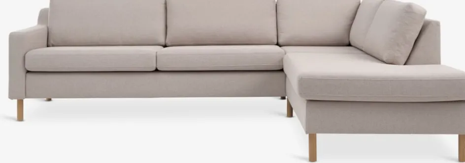 HELLERUPCanapé d'angle HELLERUP extrémité droit tissu beige/chêne-JYSK New
