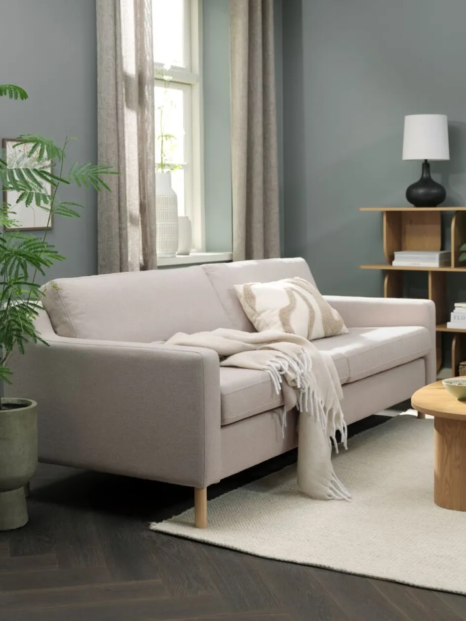 HELLERUPCanapé HELLERUP 3 places tissu beige/chêne-JYSK Sale