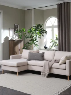 HELLERUPCanapé HELLERUP méridienne tissu beige/chêne-JYSK Clearance