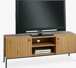 HEMDRUPMeuble TV HEMDRUP 2 portes coloris chêne chaud/noir-JYSK