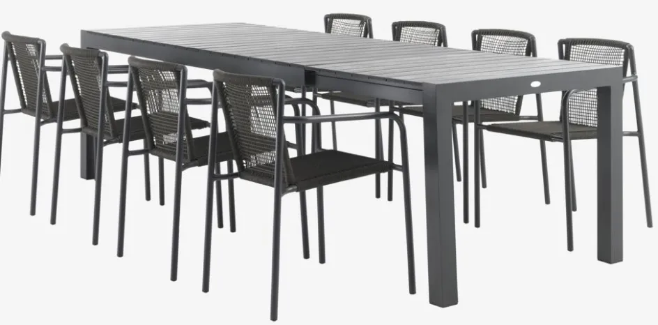 HSTEHAVE + KRISTIANSTADHESTEHAVE L205/275 table noir + 4 KRISTIANSTAD chaises vert-JYSK Online